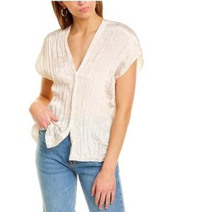 Vince V-Neck Popover Cream Top sz L
